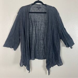 Eileen Fisher Charcoal Open-Front Sheer Knit Cardigan